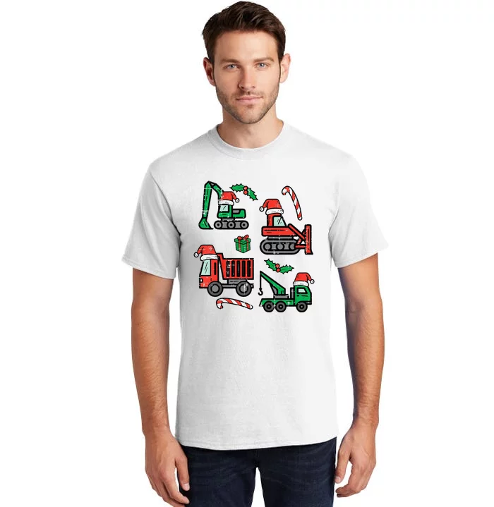 Christmas Construction Vehicles Truck Xmas Tall T-Shirt