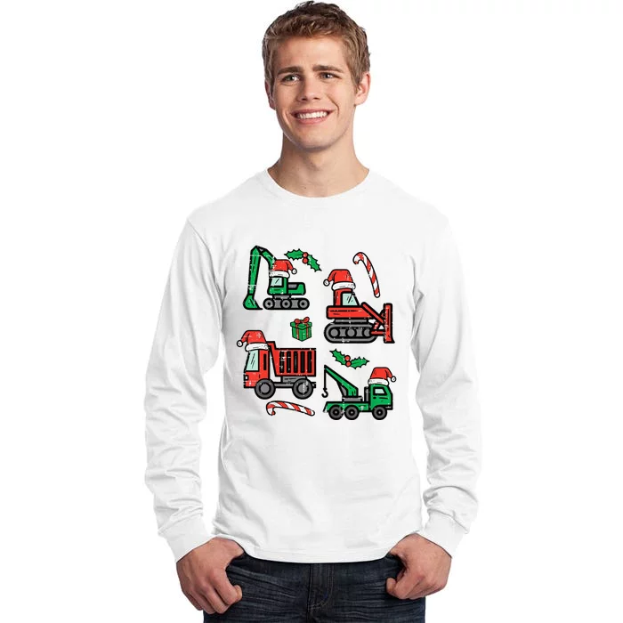 Christmas Construction Vehicles Truck Xmas Tall Long Sleeve T-Shirt