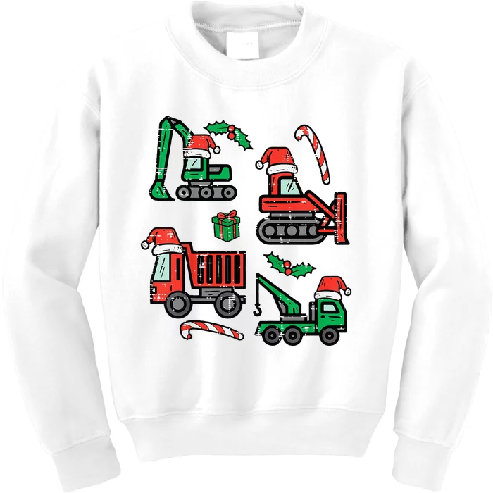 Christmas Construction Vehicles Truck Xmas Kids Sweatshirt