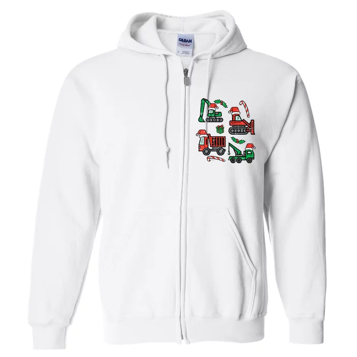 Christmas Construction Vehicles Truck Xmas Full Zip Hoodie