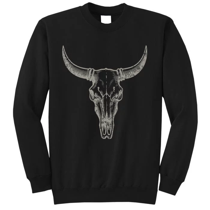 Cowgirl Cowboy Vintage Women Western Cow Skull Tall Sweatshirt