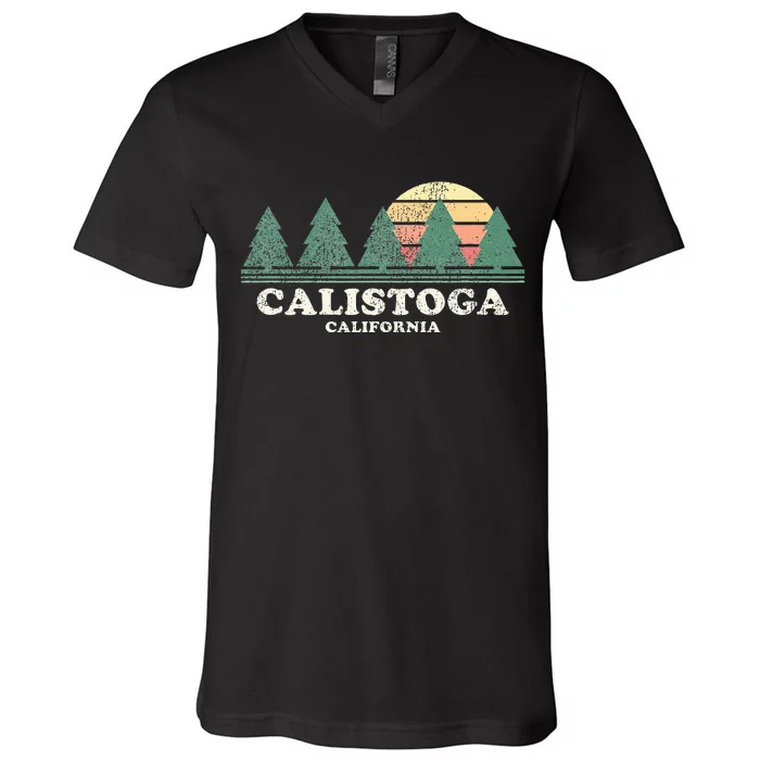 Calistoga Ca Vintage Retro 70s V-Neck T-Shirt