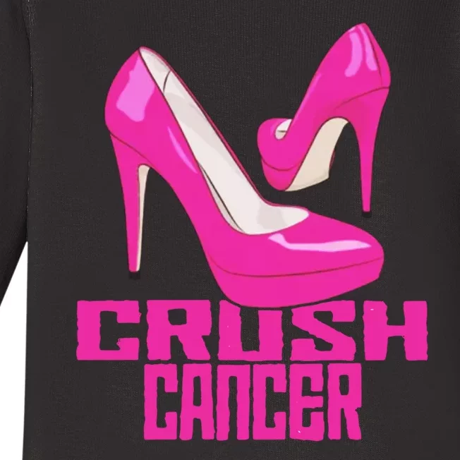 Crush Cancer With Pink Heels Baby Long Sleeve Bodysuit