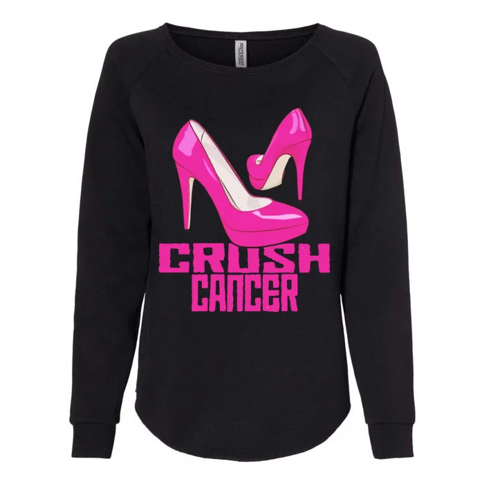 Crush Cancer With Pink Heels Womens California Wash Sweatshirt