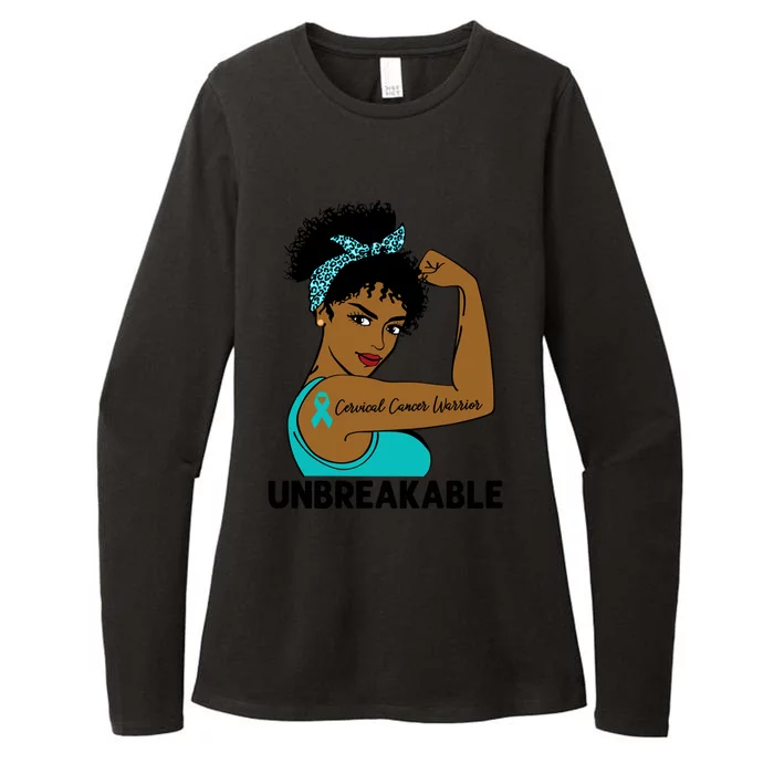 Cervical Cancer Warrior Black Unbreakable Awareness Meaningful Gift Womens CVC Long Sleeve Shirt