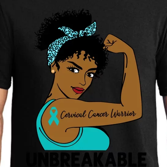 Cervical Cancer Warrior Black Unbreakable Awareness Meaningful Gift Pajama Set