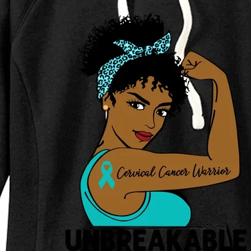 Cervical Cancer Warrior Black Unbreakable Awareness Meaningful Gift Women's Fleece Hoodie