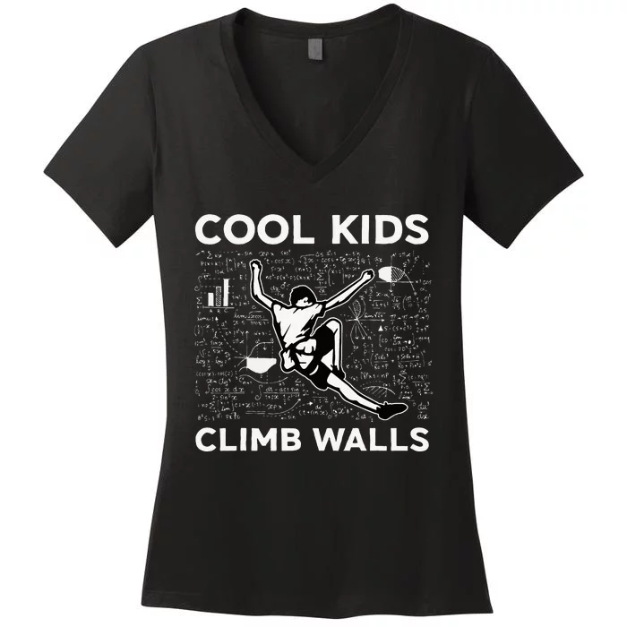 Cool Climb Walls Funny Rock Climbing Bouldering Women's V-Neck T-Shirt