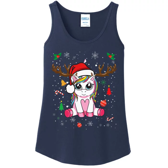 Cute Christmas Women Xmas Unicorn Deer Christmas Ladies Essential Tank