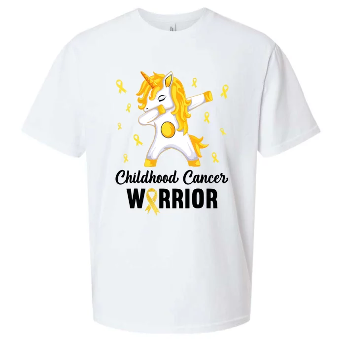 Childhood Cancer Warrior Unicorn We Wear Gold Sueded Cloud Jersey T-Shirt