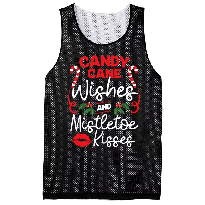 Candy Cane Wishes And Mistletoe Kisses Christmas Costume Mesh Reversible Basketball Jersey Tank