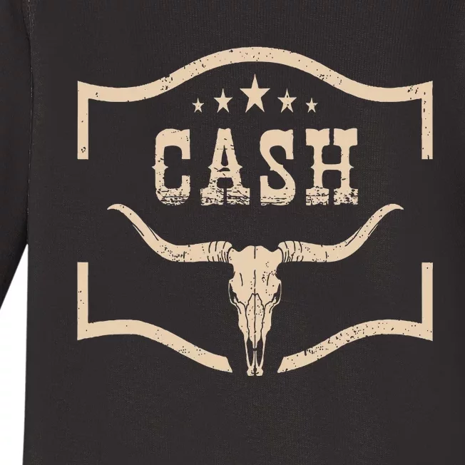 Cash Cowboy Wild West 90s Personalized Cash Family Pride Baby Long Sleeve Bodysuit