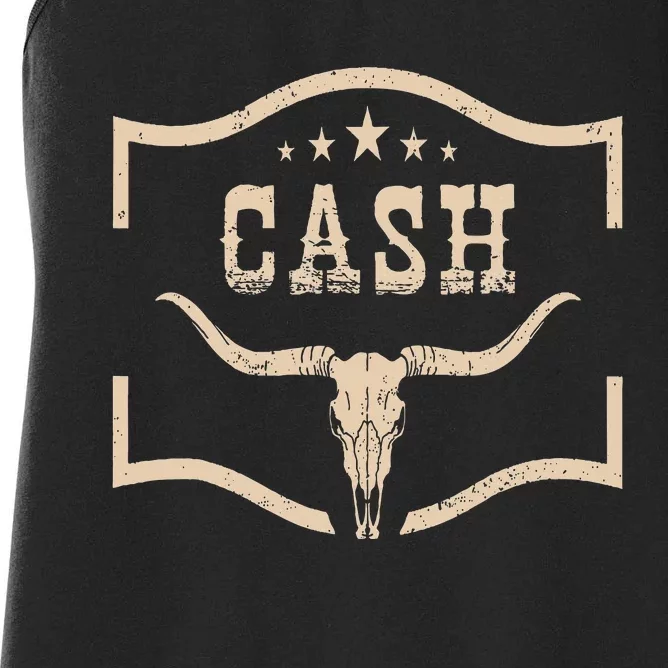 Cash Cowboy Wild West 90s Personalized Cash Family Pride Women's Racerback Tank