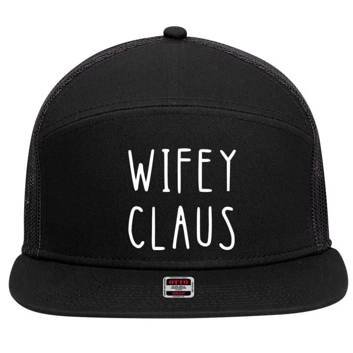 Christmas Couple Wifey Hubby Claus Matching Couple Matching With Him 7 Panel Mesh Trucker Snapback Hat