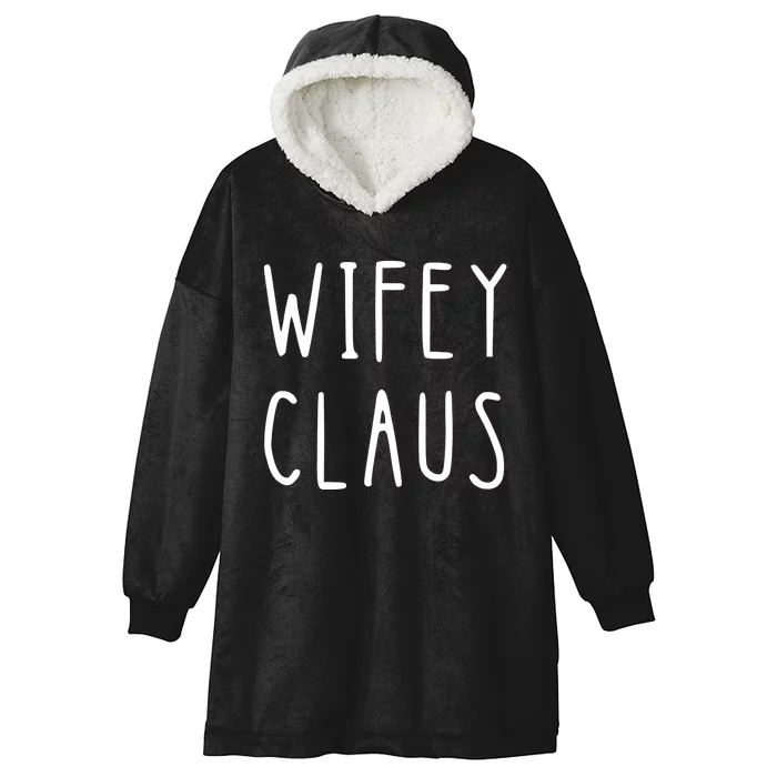 Christmas Couple Wifey Hubby Claus Matching Couple Matching With Him Hooded Wearable Blanket