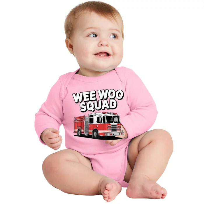 Cool Cute Wee Woo Squad Funny Firefighter Art Baby Long Sleeve Bodysuit