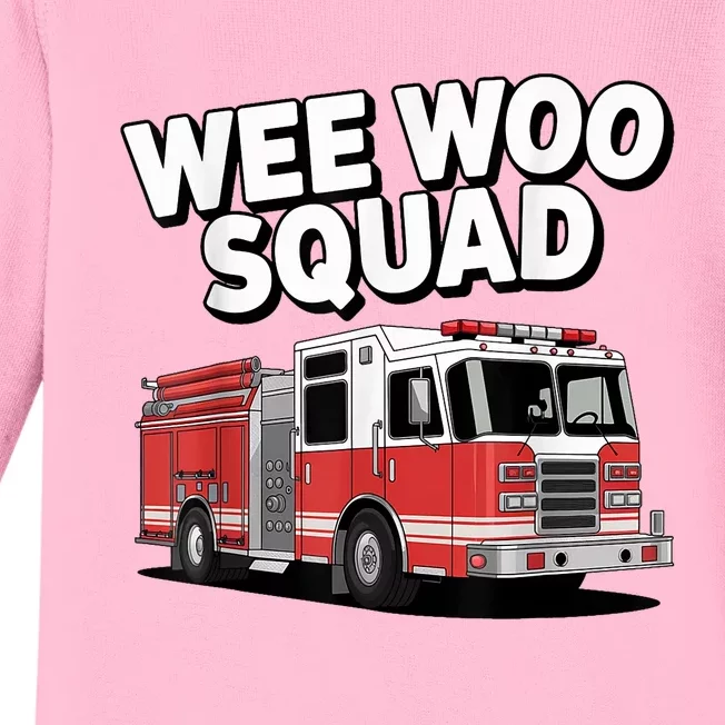 Cool Cute Wee Woo Squad Funny Firefighter Art Baby Long Sleeve Bodysuit