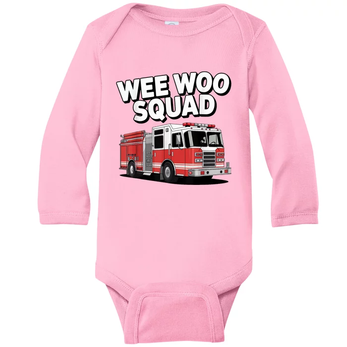 Cool Cute Wee Woo Squad Funny Firefighter Art Baby Long Sleeve Bodysuit