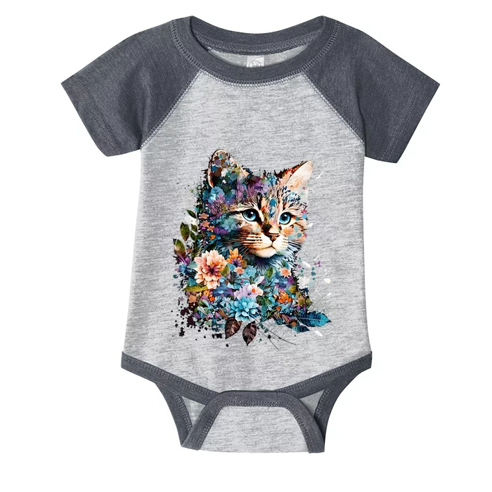 Cute Cat With Flowers Cat Garden Cats Kitty Wildflower Infant Baby Jersey Bodysuit