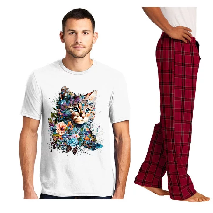 Cute Cat With Flowers Cat Garden Cats Kitty Wildflower Pajama Set