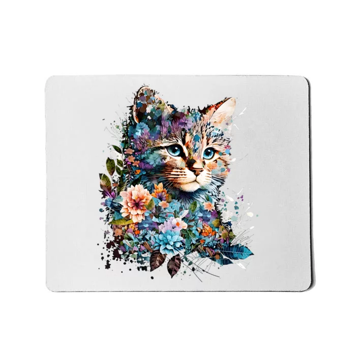 Cute Cat With Flowers Cat Garden Cats Kitty Wildflower Mousepad