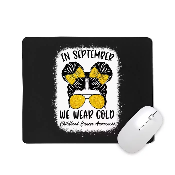 Childhood Cancer Warrior In September We Wear Gold Messy Bun Mousepad