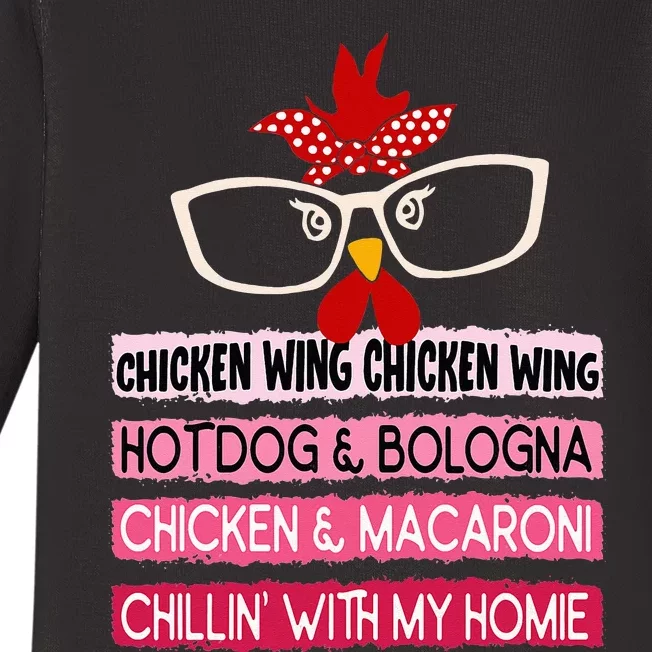 Cooked Chicken Wing Chicken Wing Hot Dog Bologna Macaroni Baby Long Sleeve Bodysuit