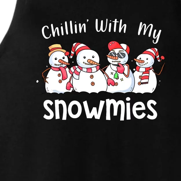 Cute Chillin With My Snowmies Christmas Pajamas Snowman Xmas Gift Ladies Tri-Blend Wicking Tank