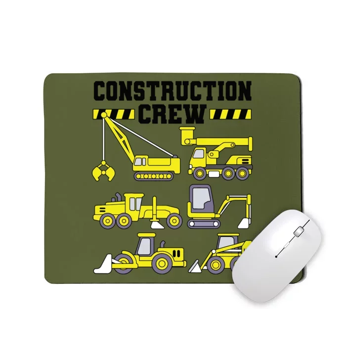 Construction Crew Worker Excavator Boy Girl Mousepad