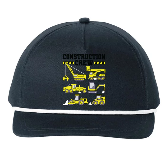 Construction Crew Worker Excavator Boy Girl Snapback Five-Panel Rope Hat