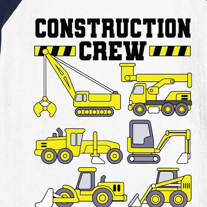 Construction Crew Worker Excavator Boy Girl Baseball Sleeve Shirt