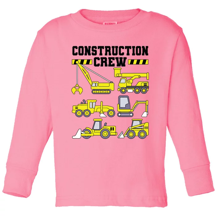 Construction Crew Worker Excavator Boy Girl Toddler Long Sleeve Shirt