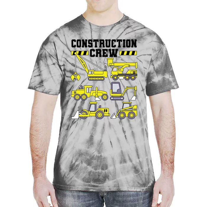 Construction Crew Worker Excavator Boy Girl Tie-Dye T-Shirt