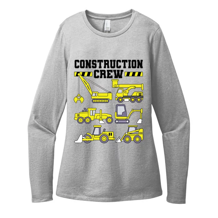 Construction Crew Worker Excavator Boy Girl Womens CVC Long Sleeve Shirt