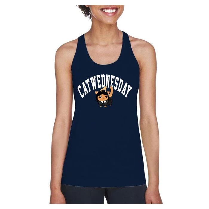 Cute Cat Wednesday And Thing Hand Perfect Gift Idea Women's Racerback Tank