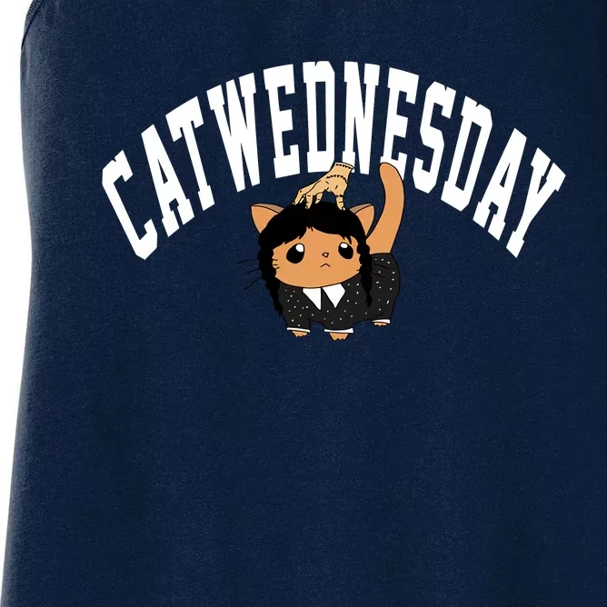 Cute Cat Wednesday And Thing Hand Perfect Gift Idea Women's Racerback Tank