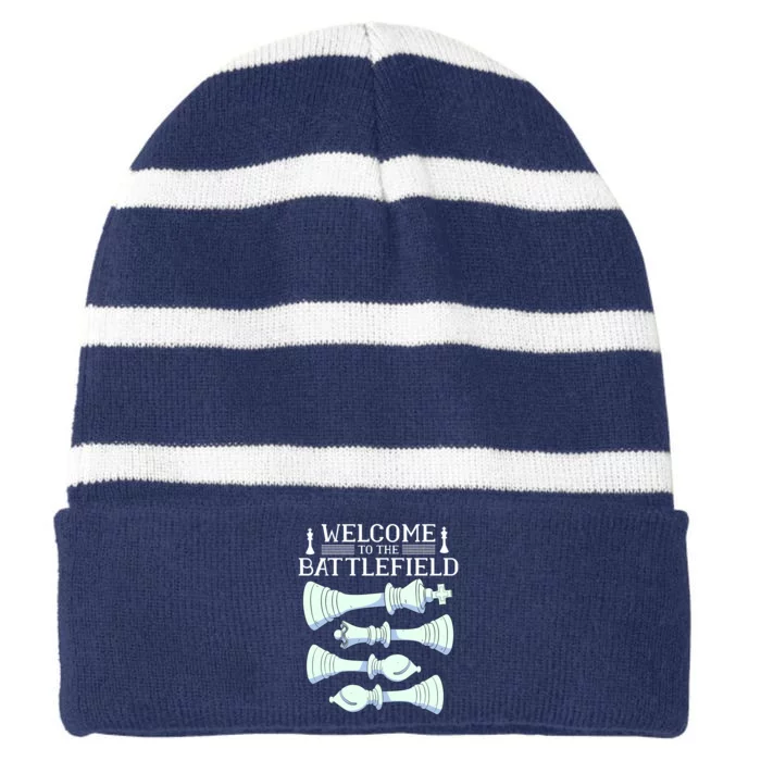 Cool Chess Welcome To The Battlefield Striped Beanie with Solid Band