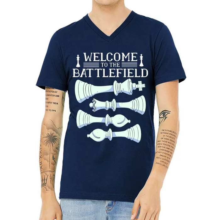 Cool Chess Welcome To The Battlefield V-Neck T-Shirt