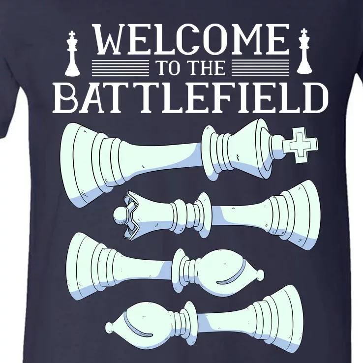 Cool Chess Welcome To The Battlefield V-Neck T-Shirt