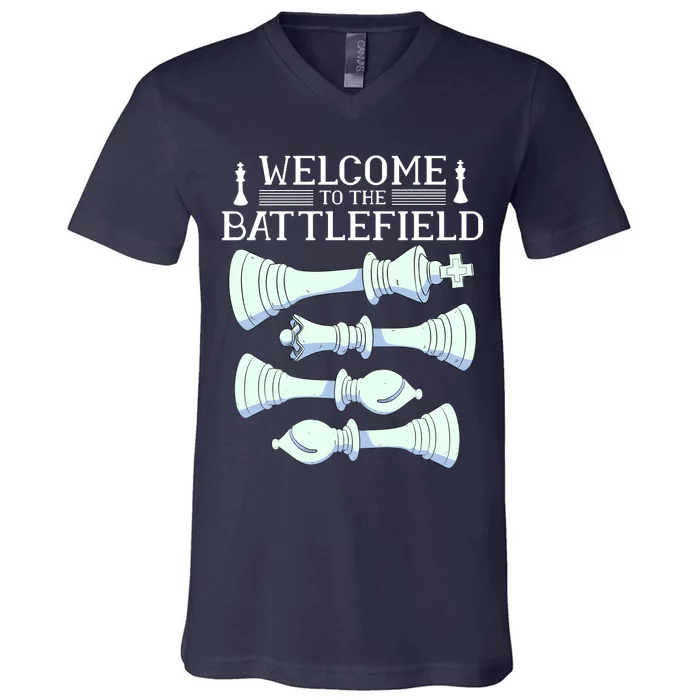 Cool Chess Welcome To The Battlefield V-Neck T-Shirt