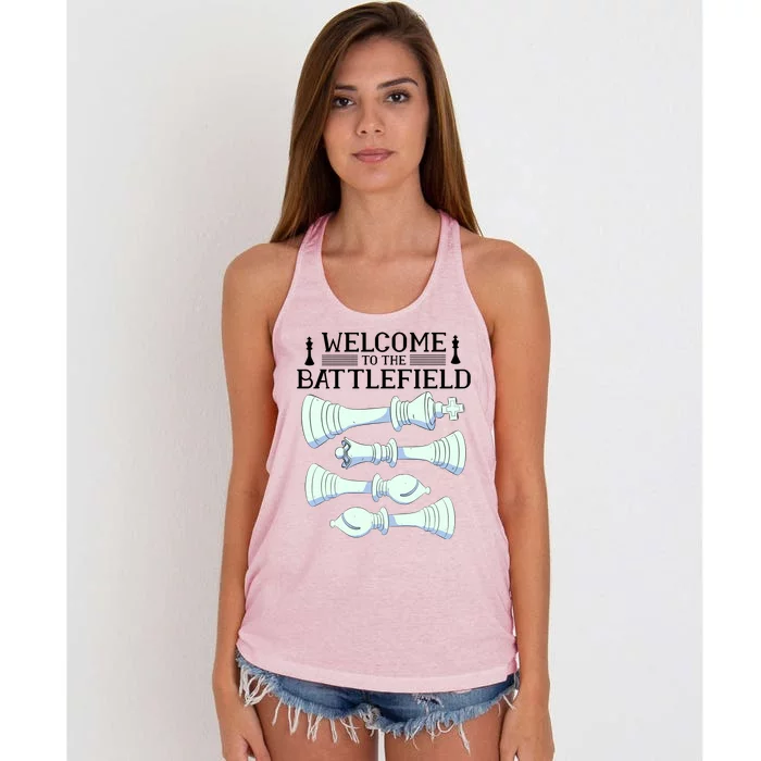 Cool Chess Welcome To The Battlefield Women's Knotted Racerback Tank