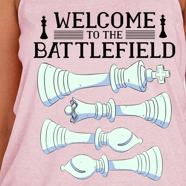 Cool Chess Welcome To The Battlefield Women's Knotted Racerback Tank