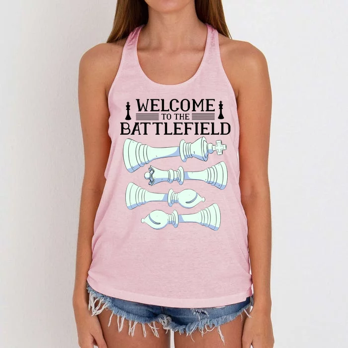 Cool Chess Welcome To The Battlefield Women's Knotted Racerback Tank