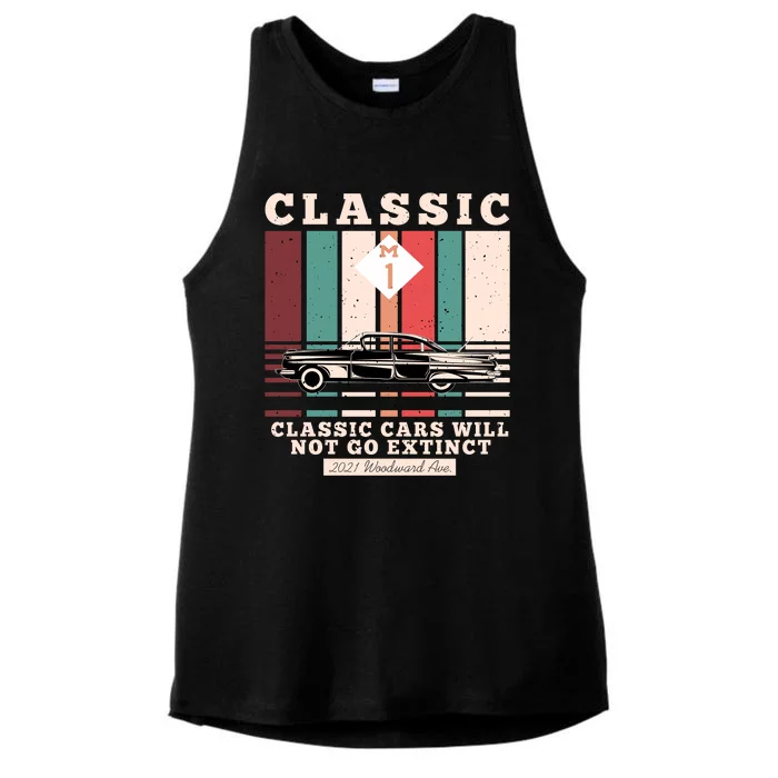 Classic Cars Will Not Go Extinct 2021 Woodward Ave M1 Ladies Tri-Blend Wicking Tank