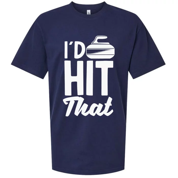 Curling Curler Winter Sports I´d Hit That Sueded Cloud Jersey T-Shirt