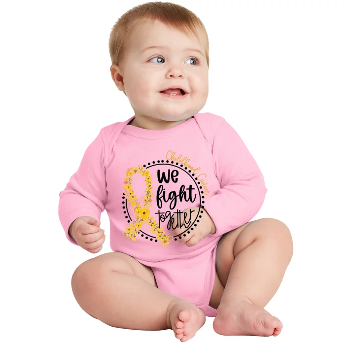 Childhood Cancer We Fight Together Baby Long Sleeve Bodysuit