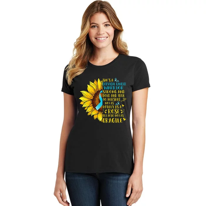 Cervical Cancer Warrior Sunflower Support Cervical Cancer Women's T-Shirt