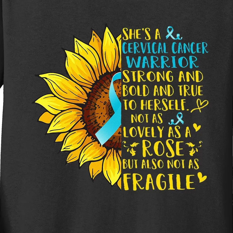 Cervical Cancer Warrior Sunflower Support Cervical Cancer Kids Long Sleeve Shirt