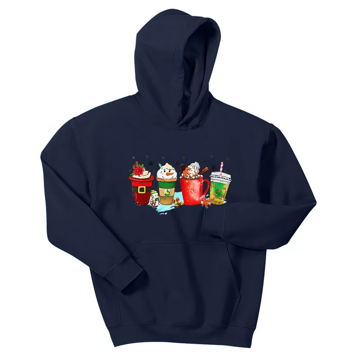 Coffee Cups Winter Snowman Cute Christmas Squad Funny Xmas Kids Hoodie