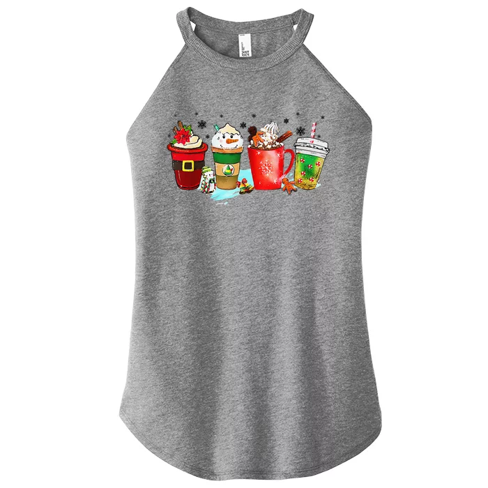 Coffee Cups Winter Snowman Cute Christmas Squad Funny Xmas Women’s Perfect Tri Rocker Tank